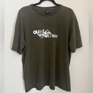 Quiksilver Men's Graphic T-shirt Size XL Olive Green Vintage Y2K Surf Skate 90s